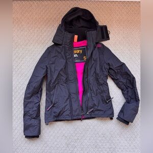 Superdry Women Windcheater Jacket Size Small Black and Pink